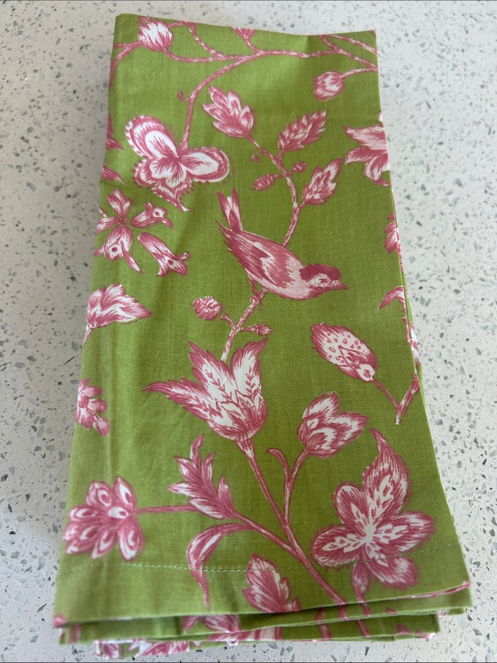 6-Williams Sonoma vintage inspired floral toile,bird print cotton napkins 20x20